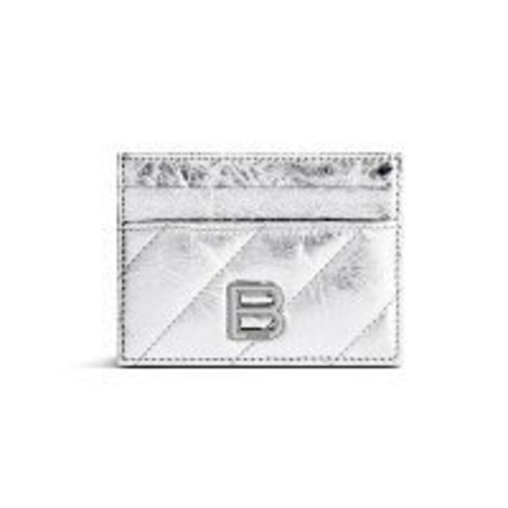 Balenciaga Card Quilted Silver Wallet Metallic Holder CRUSH - Picture 2 of 2